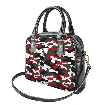 Red Snow Camouflage Print Shoulder Handbag