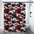 Red Snow Camouflage Print Shower Curtain