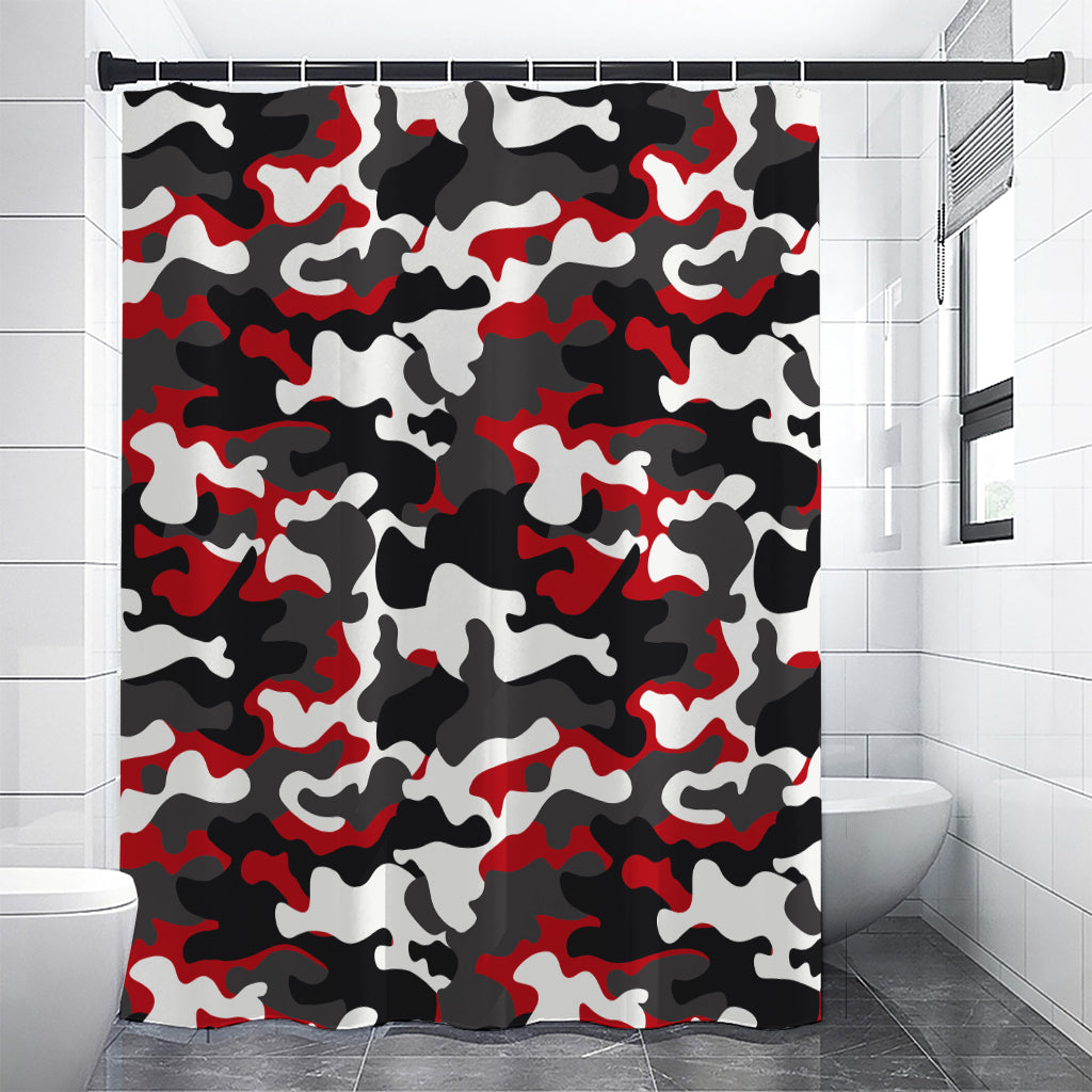 Red Snow Camouflage Print Shower Curtain