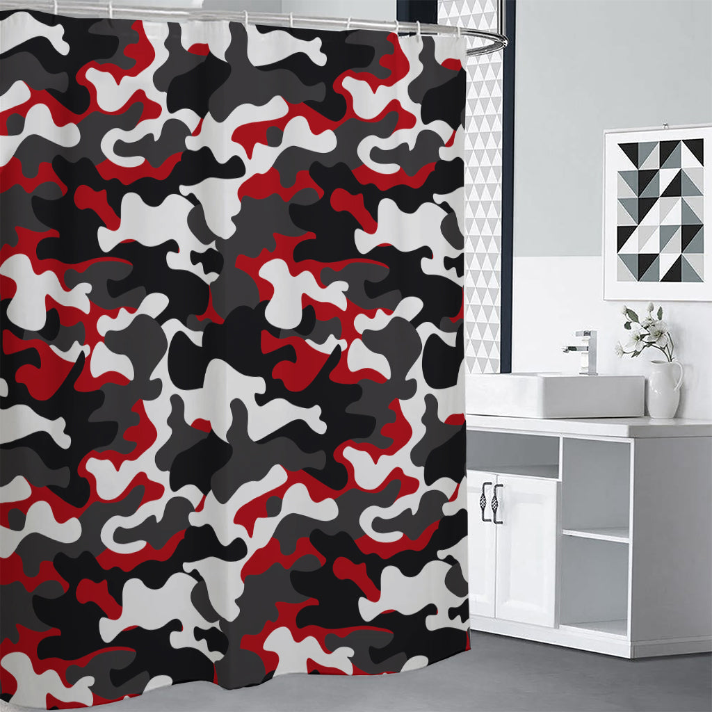 Red Snow Camouflage Print Shower Curtain
