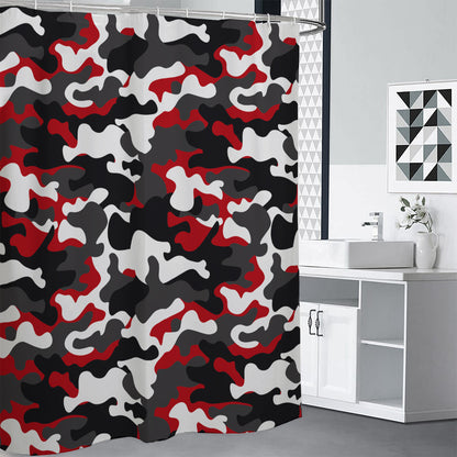 Red Snow Camouflage Print Shower Curtain