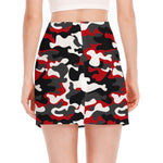 Red Snow Camouflage Print Side Slit Mini Skirt