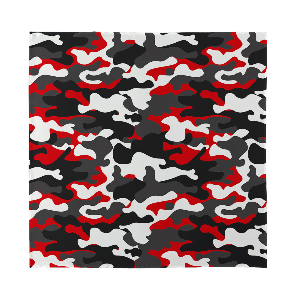 Red Snow Camouflage Print Silk Bandana