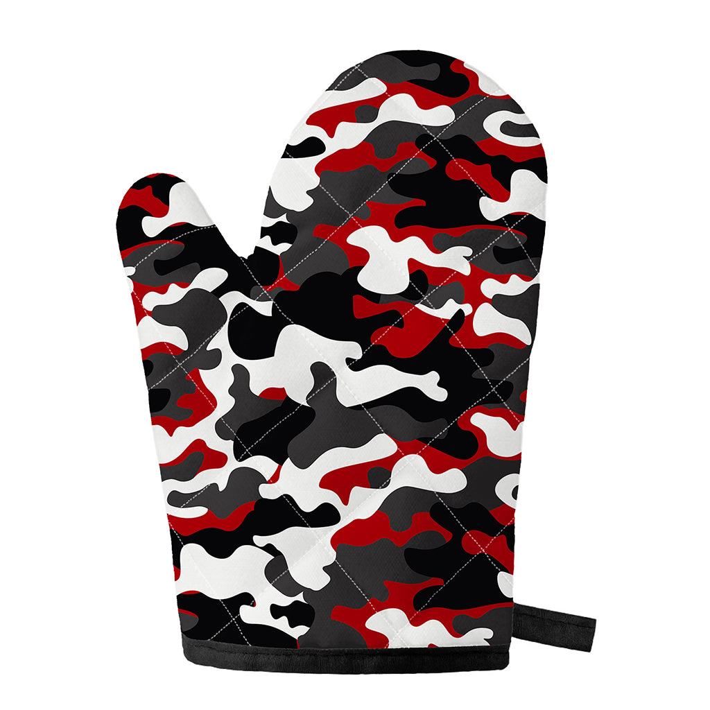 Red Snow Camouflage Print Single Oven Mitt