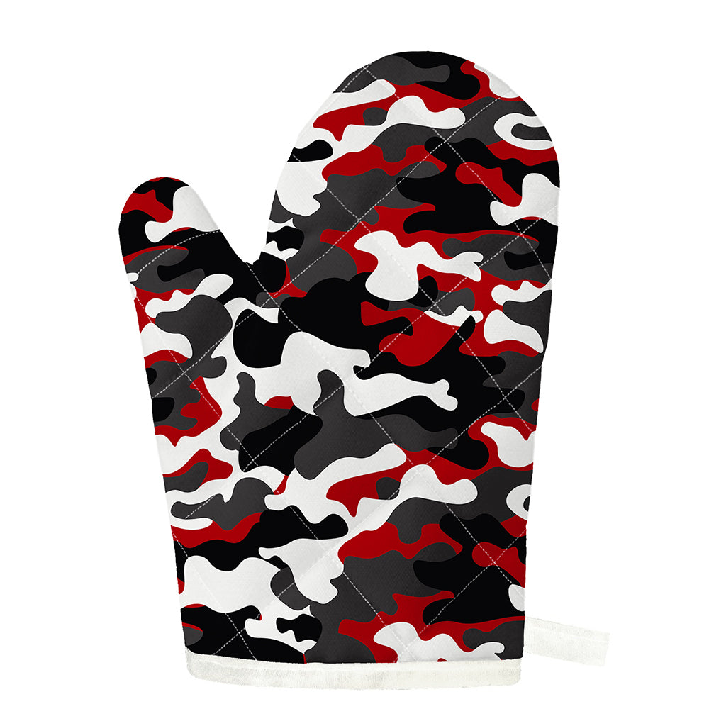 Red Snow Camouflage Print Single Oven Mitt