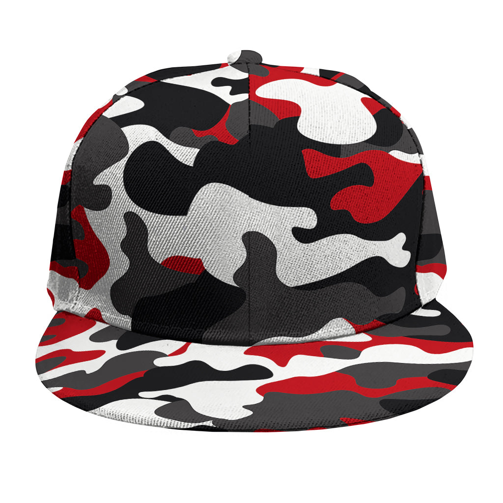 Red Snow Camouflage Print Snapback Cap
