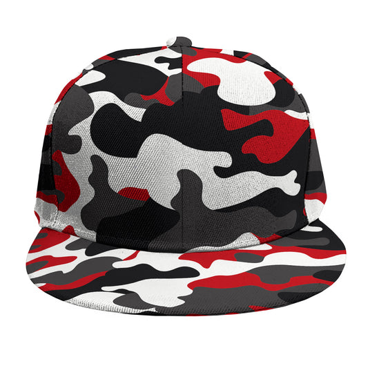 Red Snow Camouflage Print Snapback Cap