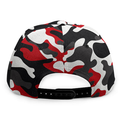 Red Snow Camouflage Print Snapback Cap