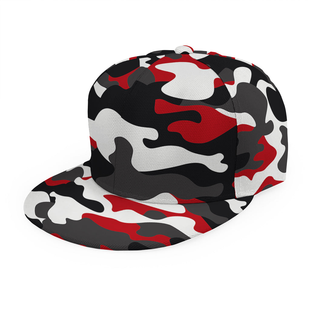 Red Snow Camouflage Print Snapback Cap
