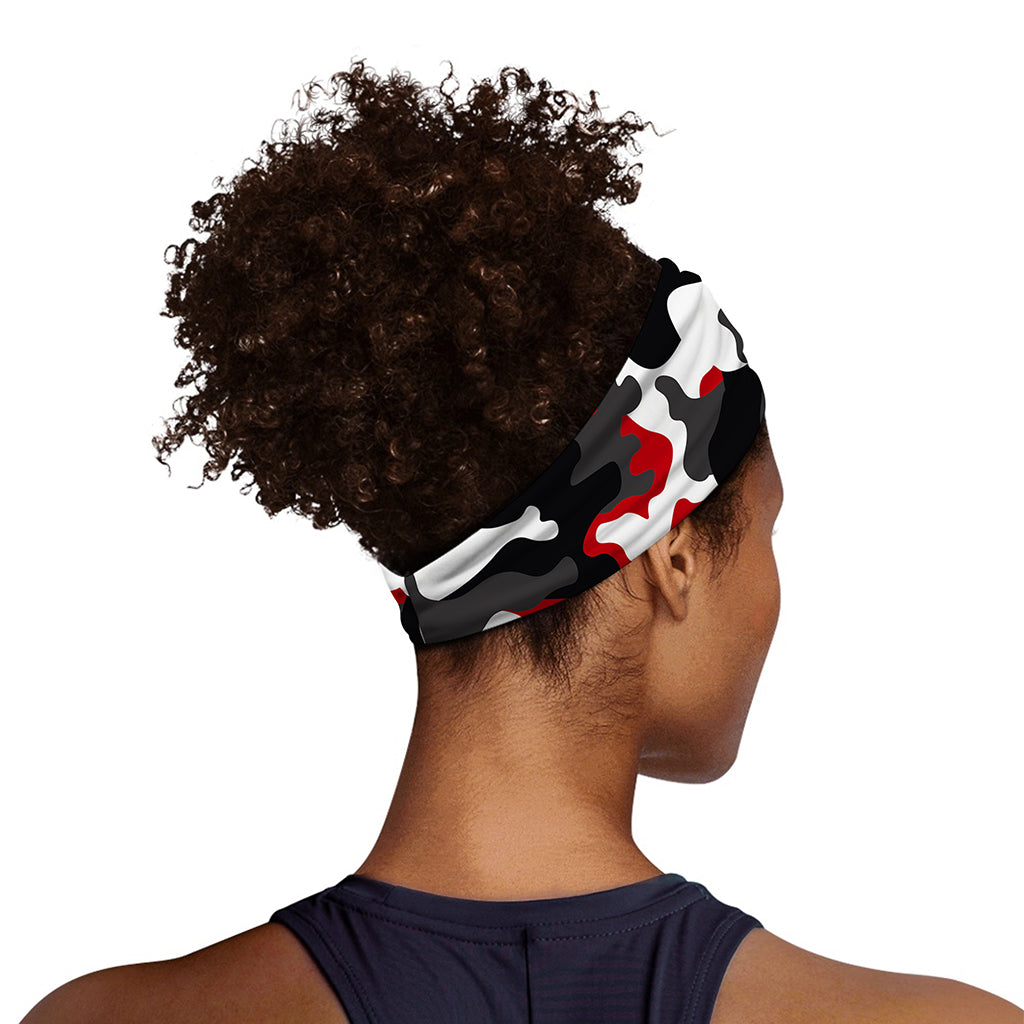 Red Snow Camouflage Print Sports Headband