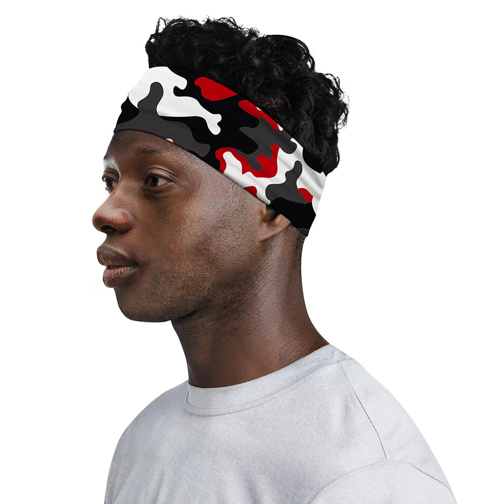 Red Snow Camouflage Print Sports Headband