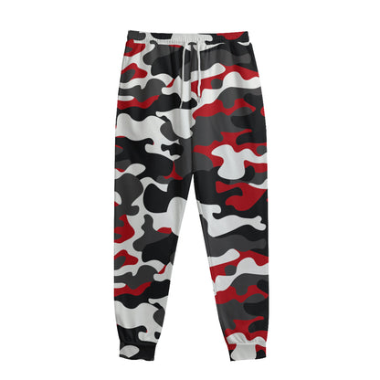 Red Snow Camouflage Print Sweatpants