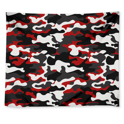 Red Snow Camouflage Print Tapestry