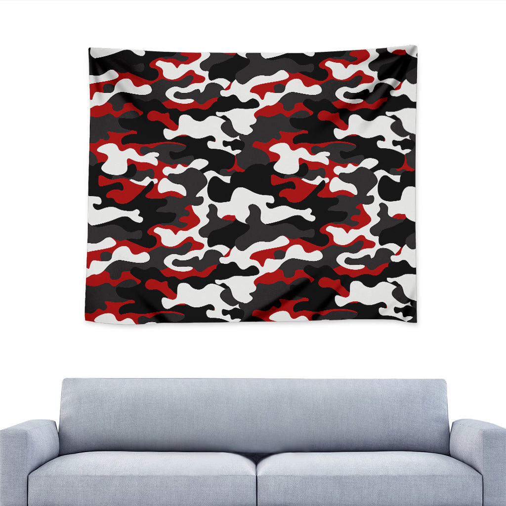 Red Snow Camouflage Print Tapestry