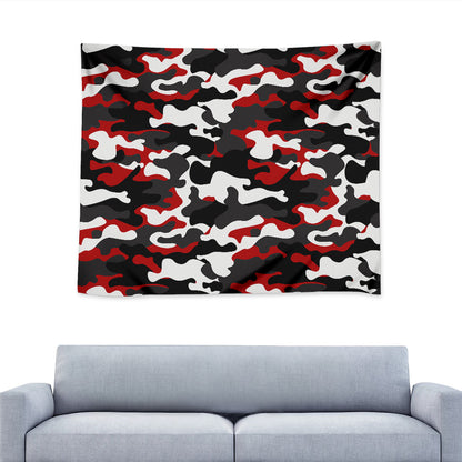 Red Snow Camouflage Print Tapestry
