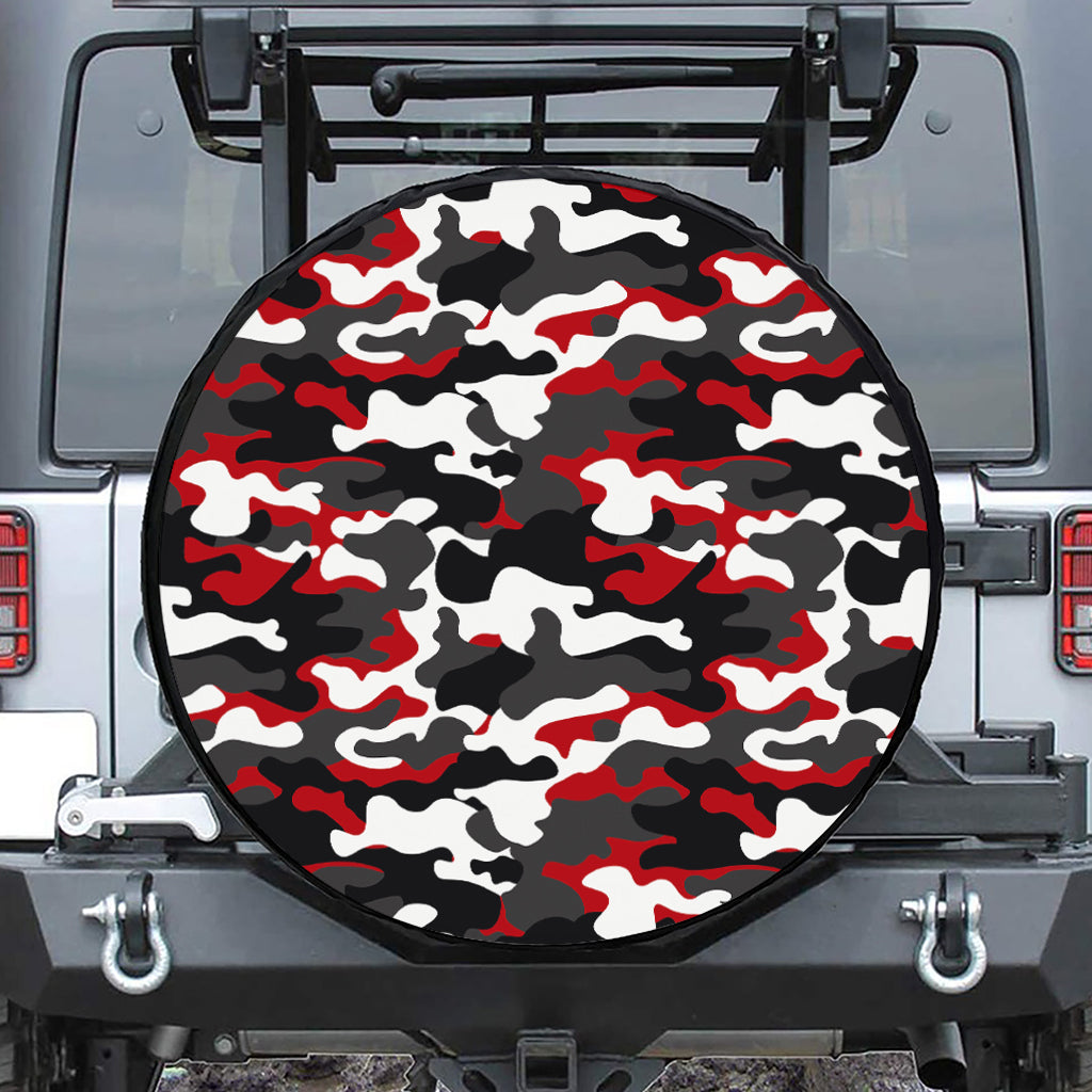 Red Snow Camouflage Print Tire Cover