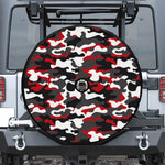 Red Snow Camouflage Print Tire Cover With Camera Hole