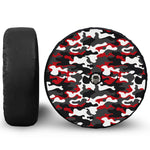 Red Snow Camouflage Print Tire Cover With Camera Hole