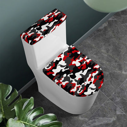 Red Snow Camouflage Print Toilet Lid And Tank Cover Set