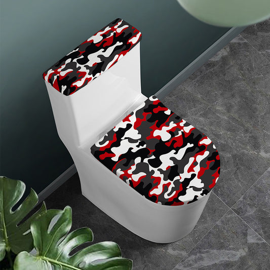 Red Snow Camouflage Print Toilet Lid And Tank Cover Set