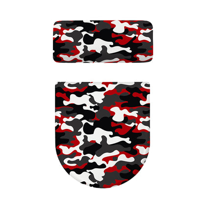 Red Snow Camouflage Print Toilet Lid And Tank Cover Set