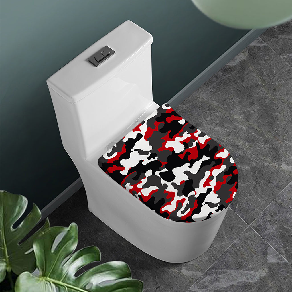 Red Snow Camouflage Print Toilet Lid Cover