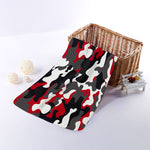Red Snow Camouflage Print Towel