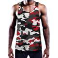Red Snow Camouflage Print Men's Workout Tank Top