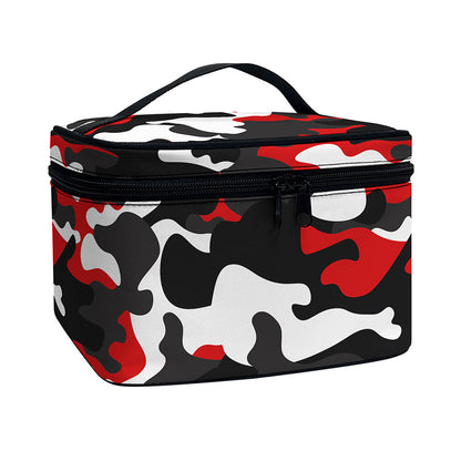 Red Snow Camouflage Print Travel Makeup Bag