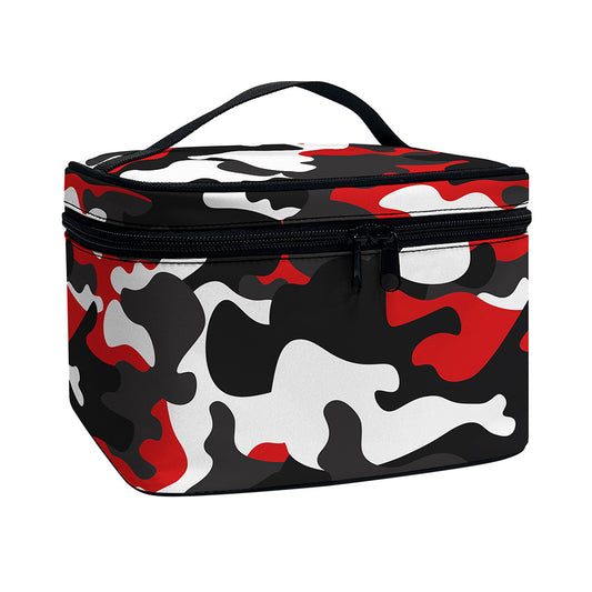 Red Snow Camouflage Print Travel Makeup Bag