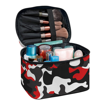 Red Snow Camouflage Print Travel Makeup Bag