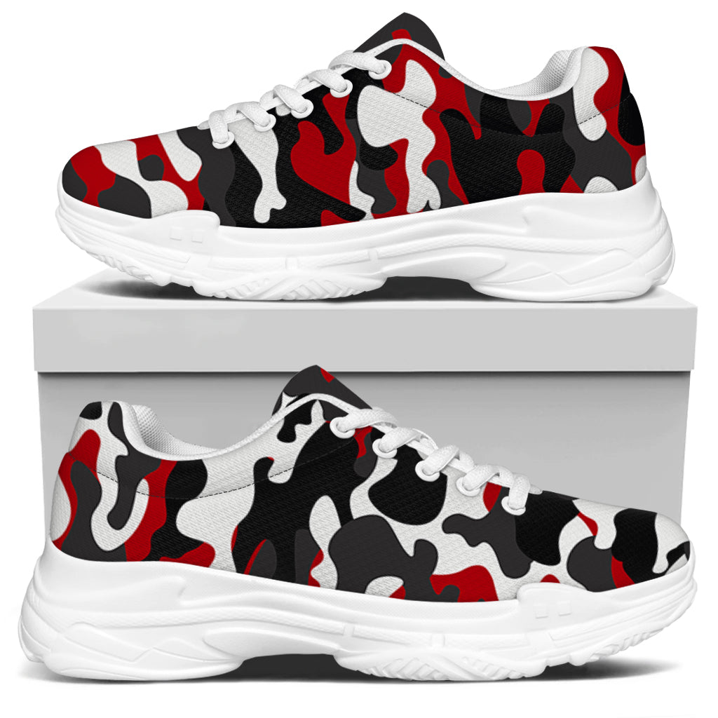 Red Snow Camouflage Print White Chunky Shoes