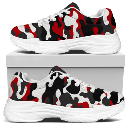 Red Snow Camouflage Print White Chunky Shoes