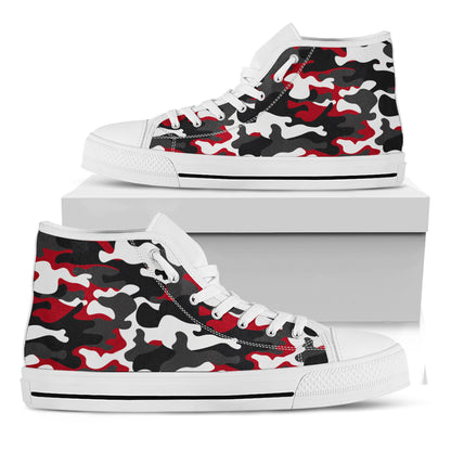 Red Snow Camouflage Print White High Top Sneakers