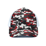 Red Snow Camouflage Print White Mesh Trucker Cap