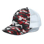 Red Snow Camouflage Print White Mesh Trucker Cap