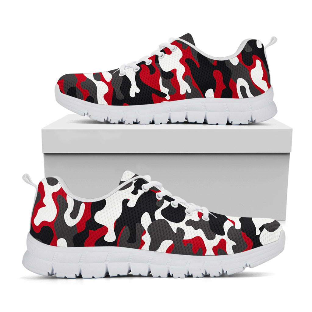 Red Snow Camouflage Print White Running Shoes
