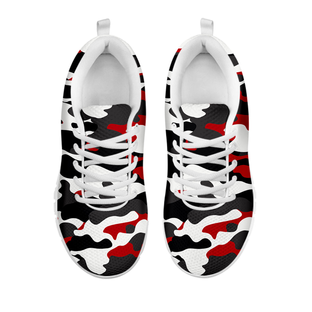 Red Snow Camouflage Print White Running Shoes