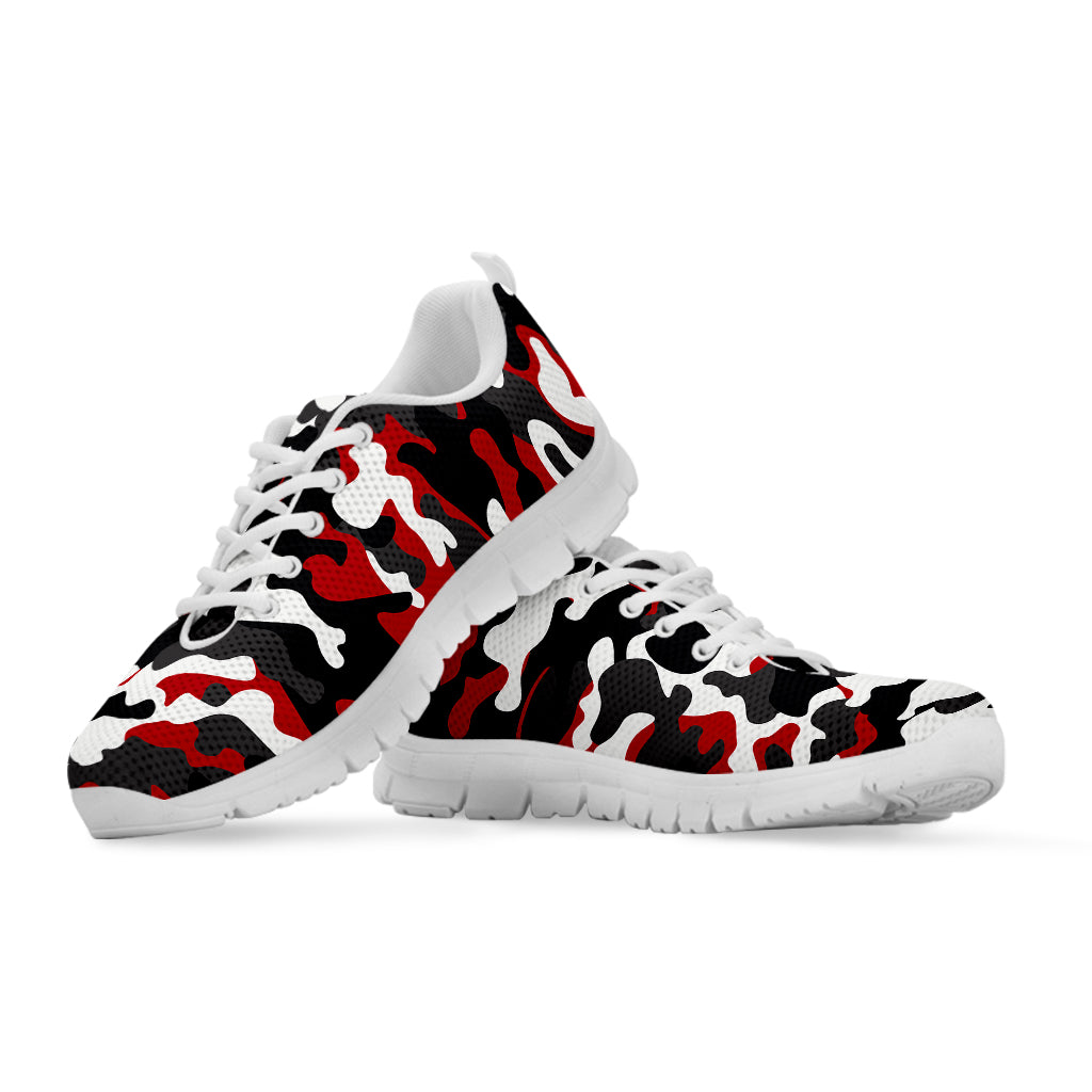 Red Snow Camouflage Print White Running Shoes