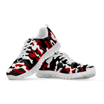 Red Snow Camouflage Print White Running Shoes