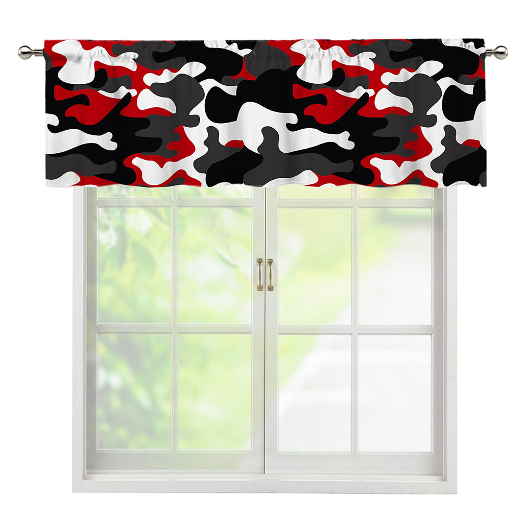 Red Snow Camouflage Print Window Valance