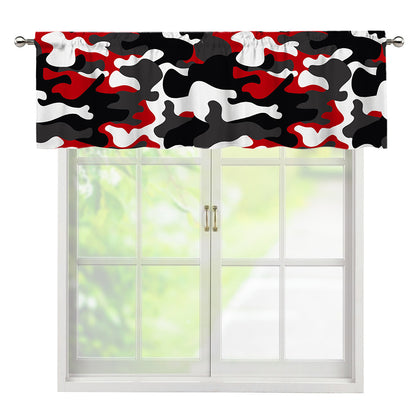 Red Snow Camouflage Print Window Valance