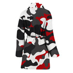 Red Snow Camouflage Print Women's Bathrobe