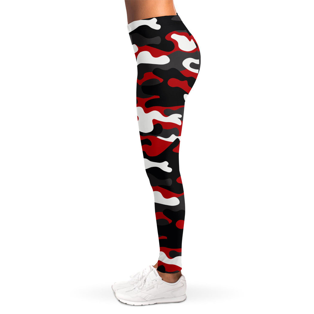Red Snow Camouflage Print Women's Leggings