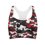 Red Snow Camouflage Print Women's Sports Bra