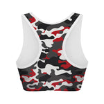 Red Snow Camouflage Print Women's Sports Bra