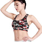 Red Snow Camouflage Print Women's Sports Bra