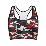 Red Snow Camouflage Print Women's Sports Bra