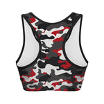 Red Snow Camouflage Print Women's Sports Bra