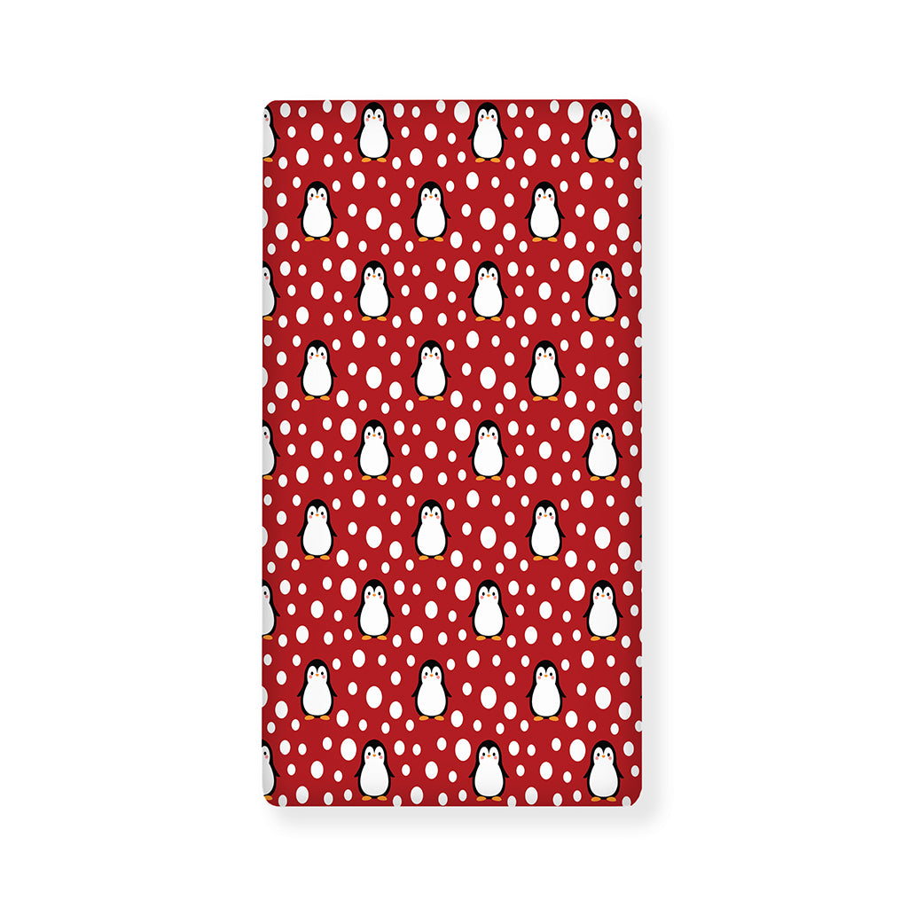 Red Snow Penguin Pattern Print Baby Crib Sheet